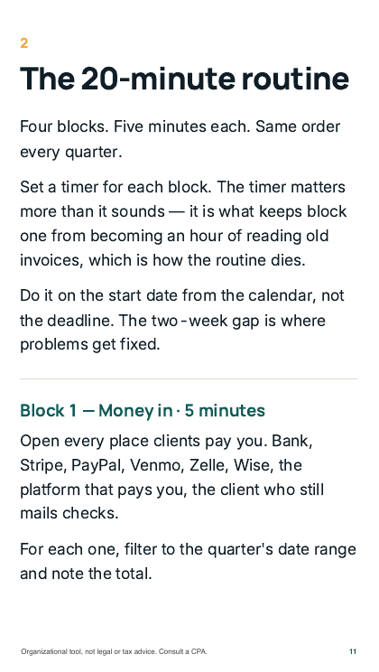 Chapter page: the 20-minute routine