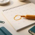 Desk calendar with a date circled in amber